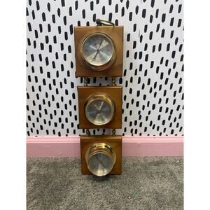 Springfield Weather Instruments Wood Hanging MCM Therometer Barometer Humidity
